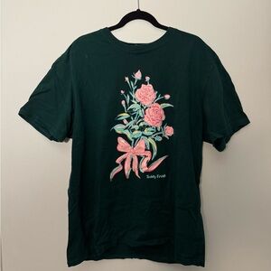 Teddy Fresh Green T-Shirt with Pink Floral Design